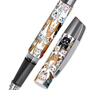 Online Ergonomic fountain pen for school/college Campus Fluffy Cats - solid medium nib, soft grip part, for standard ink cartridges, refillable, ideal for beginners/pupils/students