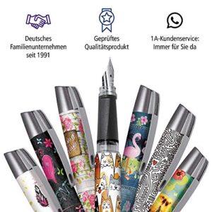 Online Ergonomic fountain pen for school/college Campus Fluffy Cats - solid medium nib, soft grip part, for standard ink cartridges, refillable, ideal for beginners/pupils/students