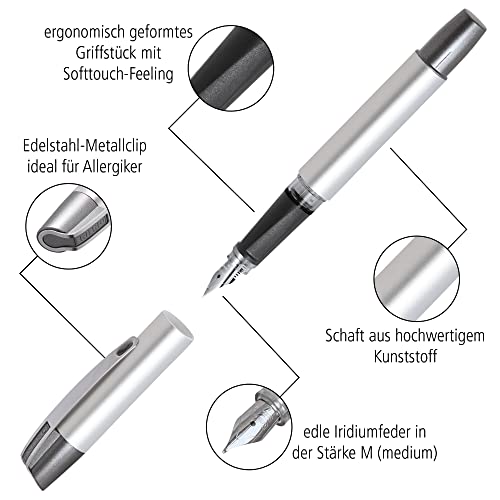 Online Ergonomic fountain pen for school/college Campus Fluffy Cats - solid medium nib, soft grip part, for standard ink cartridges, refillable, ideal for beginners/pupils/students