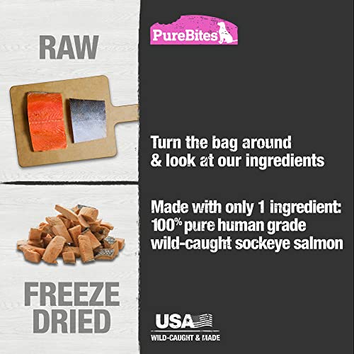 PureBites Freeze Dried Salmon Dog Treats 70g | 1 Ingredient | Made in USA (Packaging May Vary)