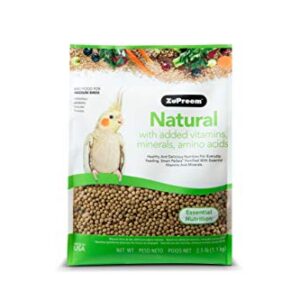 ZuPreem Natural Pellets Bird Food for Medium Birds, 2.5 lb (Pack of 2) - Daily Nutrition, Made in USA for Cockatiels, Quakers, Lovebirds, Small Conures