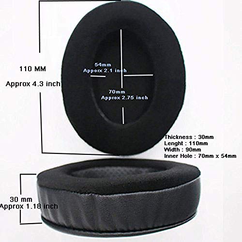 Replacement Ear Pad PU Velour Cushions for Brainwavz HM5, Turtle Beach, HD280 pro, Monoprice 8323, AKG, Sony, ATH M50X M40X ATH M Series and More Large Headphones pad (Pu/Velour Black)