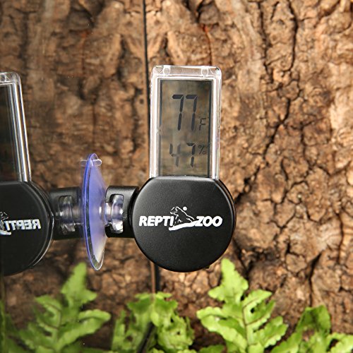 REPTI ZOO Reptile Terrarium Thermometer Hygrometer Digital Display Pet Rearing Box Reptiles Tank Thermometer Hygrometer with Suction Cup