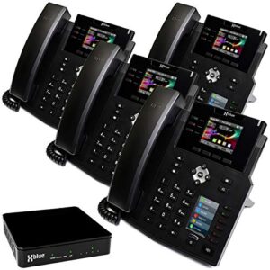 xblue qb system bundle with 4 ip9g ip phones including auto attendant, voicemail, cell & remote phone extensions & call recording, black, (qb1004)