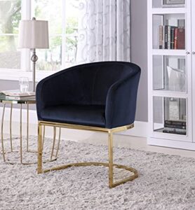 iconic home siena accent club chair shell design velvet upholstered half-moon gold plated solid metal u-shaped base modern contemporary black, 25.6d x 23.2w x 31.7h in