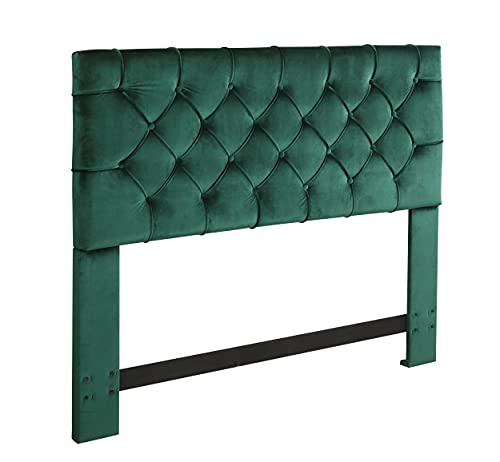 Iconic Home Rivka Headboard Velvet Upholstered Diamond Button Tufted Modern Transitional, Twin, Green