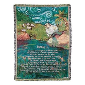 dicksons lord is my shepherd blue 68 x 52 inch tapestry cotton throw