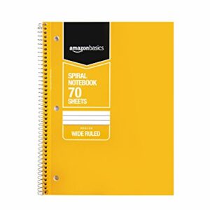 Amazon Basics Wide Ruled Wirebound Spiral Notebook, 70-Sheet, 5 Pack, Multicolor