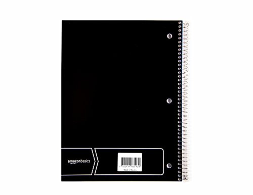 Amazon Basics Wide Ruled Wirebound Spiral Notebook, 70-Sheet, 5 Pack, Multicolor