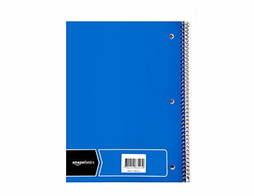 Amazon Basics Wide Ruled Wirebound Spiral Notebook, 70-Sheet, 5 Pack, Multicolor