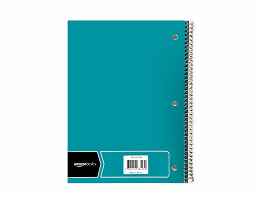 Amazon Basics Wide Ruled Wirebound Spiral Notebook, 70-Sheet, 5 Pack, Multicolor