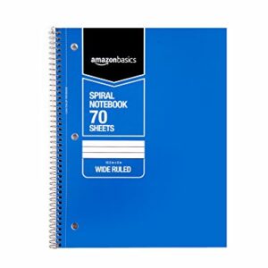 Amazon Basics Wide Ruled Wirebound Spiral Notebook, 70-Sheet, 5 Pack, Multicolor