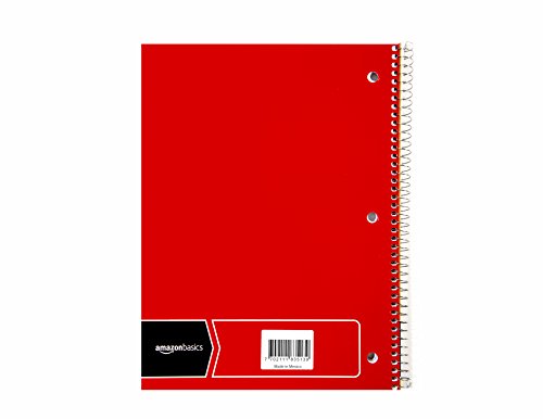 Amazon Basics Wide Ruled Wirebound Spiral Notebook, 70-Sheet, 5 Pack, Multicolor