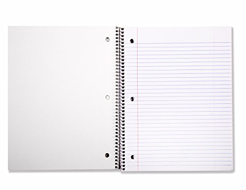 Amazon Basics Wide Ruled Wirebound Spiral Notebook, 70-Sheet, 5 Pack, Multicolor