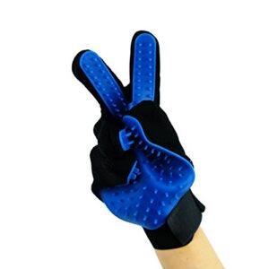 Happy Pet Grooming Glove - Gentle Deshedding Brush Glove - Efficient Pet Hair Remover Mitt - Massage Tool Perfect for Dogs & Cats with Long & Short hair (blue, Left hand)