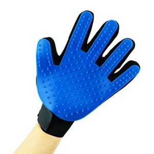 Happy Pet Grooming Glove - Gentle Deshedding Brush Glove - Efficient Pet Hair Remover Mitt - Massage Tool Perfect for Dogs & Cats with Long & Short hair (blue, Left hand)