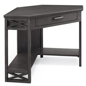 leick home riley holliday computer desk with dropfront keyboard drawer, furniture, smoke gray