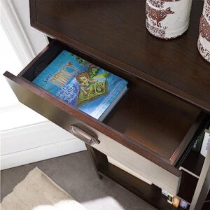 Leick Furniture Mantel Height 3-Shelf Corner Bookcase with Drawer Storage by Leick Home, Chocolate Oak