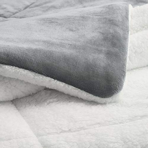 Amazon Basics Ultra-Soft Micromink Sherpa Comforter Bed Set, Full/Queen, Charcoal