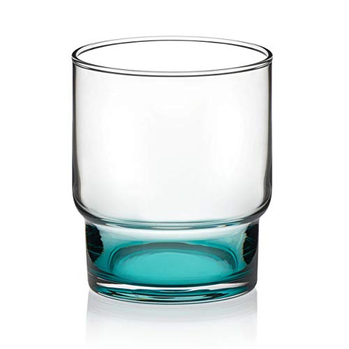 Prologue Libbey Haze Handblown Glasses, Set of 6, 12 oz, Rocks (Blue, 12 oz)