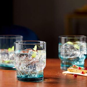 Prologue Libbey Haze Handblown Glasses, Set of 6, 12 oz, Rocks (Blue, 12 oz)