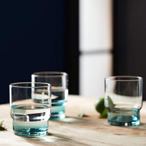 Prologue Libbey Haze Handblown Glasses, Set of 6, 12 oz, Rocks (Blue, 12 oz)