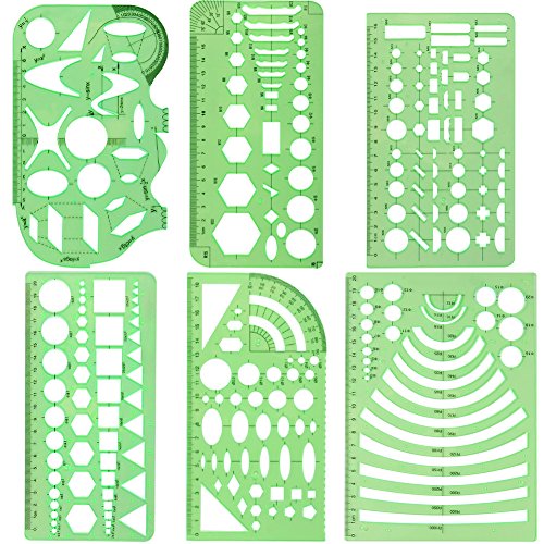 LAMXTX Measuring Stencil (6 P CS ) Plastic Geometric Template Template Geometric Ruler Fixing Tool Set for Office and Study Building formwork Drawings Drawing templates