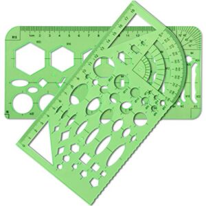 LAMXTX Measuring Stencil (6 P CS ) Plastic Geometric Template Template Geometric Ruler Fixing Tool Set for Office and Study Building formwork Drawings Drawing templates