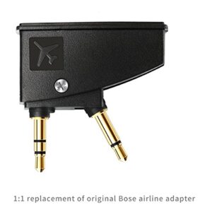 Tranesca Replacement Airplane Headphone Adapter Compatible with Bose Quiet Comfort QC15 QC25 QC35 QC45 and More Headphones, Golden Plated 3.5mm Jack