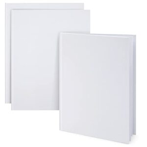 paper junkie hardcover white books for students, sketching, story writing, blank inside (8.5 x 11 in, 3 pack)