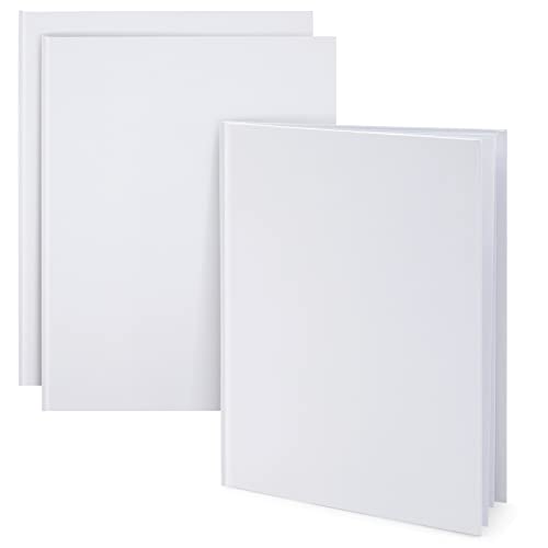 Paper Junkie Hardcover White Books for Students, Sketching, Story Writing, Blank inside (8.5 x 11 In, 3 Pack)