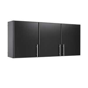 prepac elite 3 door wall mounted storage cabinet, 54" w x 24" h x 12" d, black