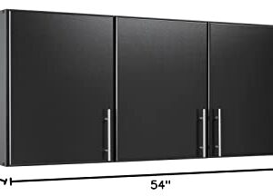 Prepac Elite 3 Door Wall Mounted Storage Cabinet, 54" W x 24" H x 12" D, Black