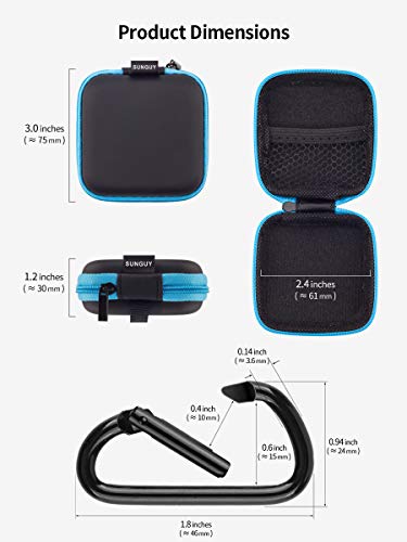 Earbuds Case, SUNGUY【5Pack】 Portable Small Earbud Carrying Case Storage Bag with Carabiner Clip for Earphone, Earbud, Earpieces, SD Memory Card, Camera Chips