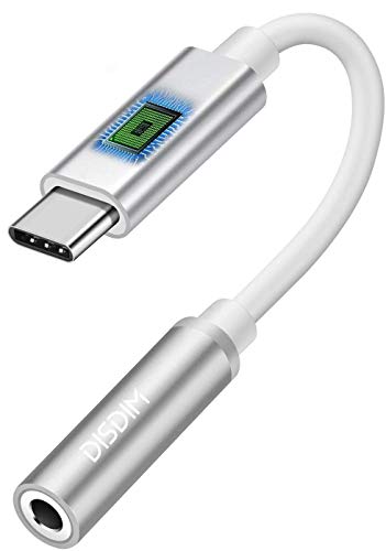 DISDIM Moto Z / HTC Type C to 3.5mm Headphone Aux Jack Adapter, USB Type C to 3.5mm Microphone Audio Connector Cable for Moto Z, HTC, Pixel 2 / Pixel 2 XL and Other USB-C Devices-Silver