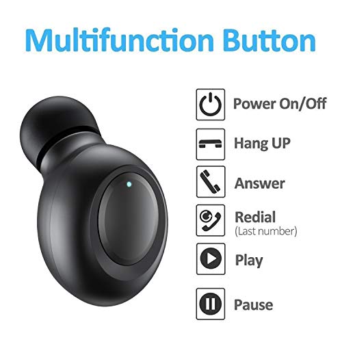 LEZII Single Bluetooth Earbud, Mini Invisible Wireless Headset, in Ear Headphones, Sport Earpiece with Mic, Magnetic USB Charging for Car Vehicle Business, Waterproof Earphones for Samsung iPhone