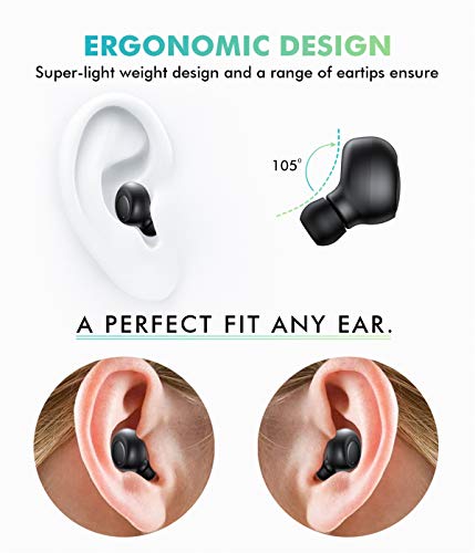 LEZII Single Bluetooth Earbud, Mini Invisible Wireless Headset, in Ear Headphones, Sport Earpiece with Mic, Magnetic USB Charging for Car Vehicle Business, Waterproof Earphones for Samsung iPhone