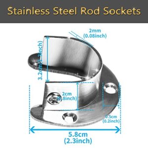 Wardrobe Bracket Heavy Duty Stainless Steel Rod Socket Flange Rod Holder Closet Rod End Supports, 1-1/3" Diameter,U Shaped,Easy Installation Quick Removal Support 200KG-2pcs.