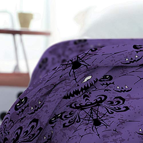 Flannel Fleece Bed Blanket 50 x 60 inch Halloween Throw Blanket Lightweight Cozy Plush Blanket for Bedroom Living Rooms Sofa Couch - Mystic Skull Horror Art Purple