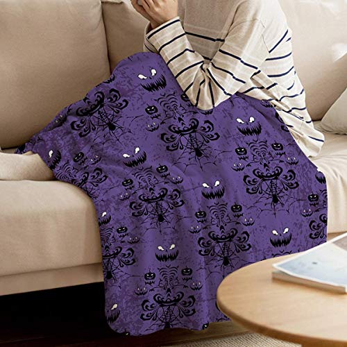 Flannel Fleece Bed Blanket 50 x 60 inch Halloween Throw Blanket Lightweight Cozy Plush Blanket for Bedroom Living Rooms Sofa Couch - Mystic Skull Horror Art Purple