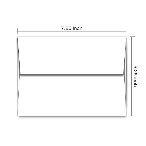 A7 White Envelopes 5X7 50 Pack - Quick Self Seal,for 5x7 Cards| Perfect for Weddings, Invitations, Photos, Graduation, Baby Shower, Stationery for General, Office | 5.25 x 7.25 inches