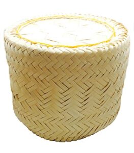 littlevivi handmade serving basket, large, original bamboo color