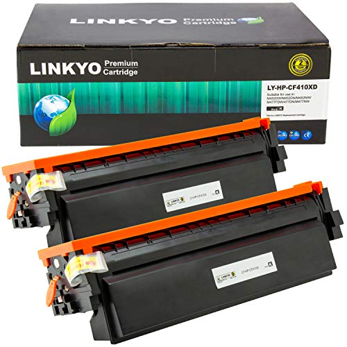 LINKYO Compatible Toner Cartridge Replacement for HP 410X 410A CF410X (Black, High Yield, 2-Pack)