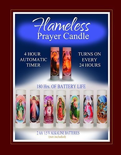 Our Lady of Charity of Cobre| Caridad del Cobre | LED Flameless Prayer Candle with Automatic Timer | English & Spanish | 7-Day Novena Candlelight Vigils | Catholic Religious Gifts