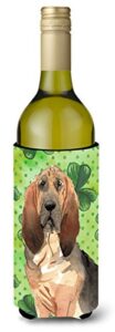 caroline's treasures ck1813literk shamrocks bloodhound wine bottle hugger bottle cooler sleeve hugger machine washable collapsible insulator beverage insulated holder