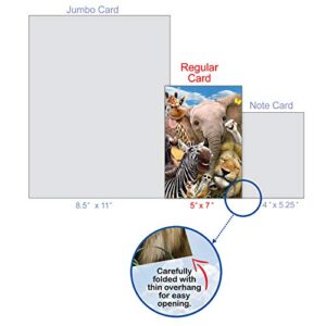 NobleWorks - 1 Funny Animal Birthday Card with Envelope - Cute Kids Card for Birthdays - Here's Looking at Zoo C6639FBDG-US