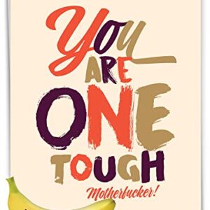 NobleWorks - Jumbo Funny Get Well Greeting Card (8.5 x 11 Inch) - Humor Cartoons, Feel Better Soon Card - One Tough MotherF-ker J6411GWG