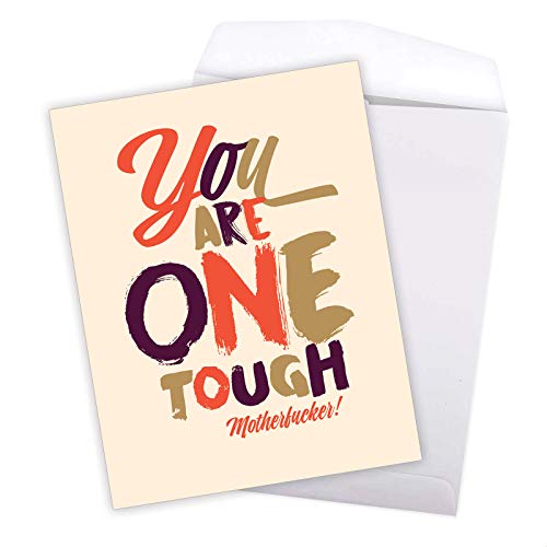 NobleWorks - Jumbo Funny Get Well Greeting Card (8.5 x 11 Inch) - Humor Cartoons, Feel Better Soon Card - One Tough MotherF-ker J6411GWG