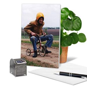 NobleWorks - 1 Happy Birthday Card with Envelope - Funny Photos, Birthday Humor Notecard - Senior Trike Ride C6435BDG