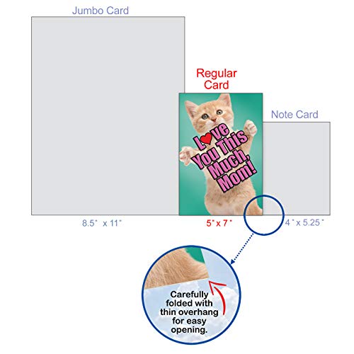 NobleWorks - 1 Funny Animal Birthday Card with Envelope - Cute Card for Birthdays - Cat Love You This Much Mom C6610GBMG